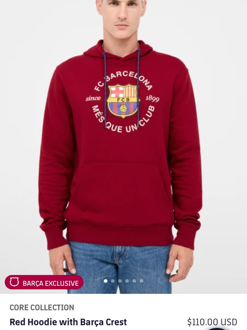 Official Licensed FC Barcelona Pullover Scarlet Red Hoodie